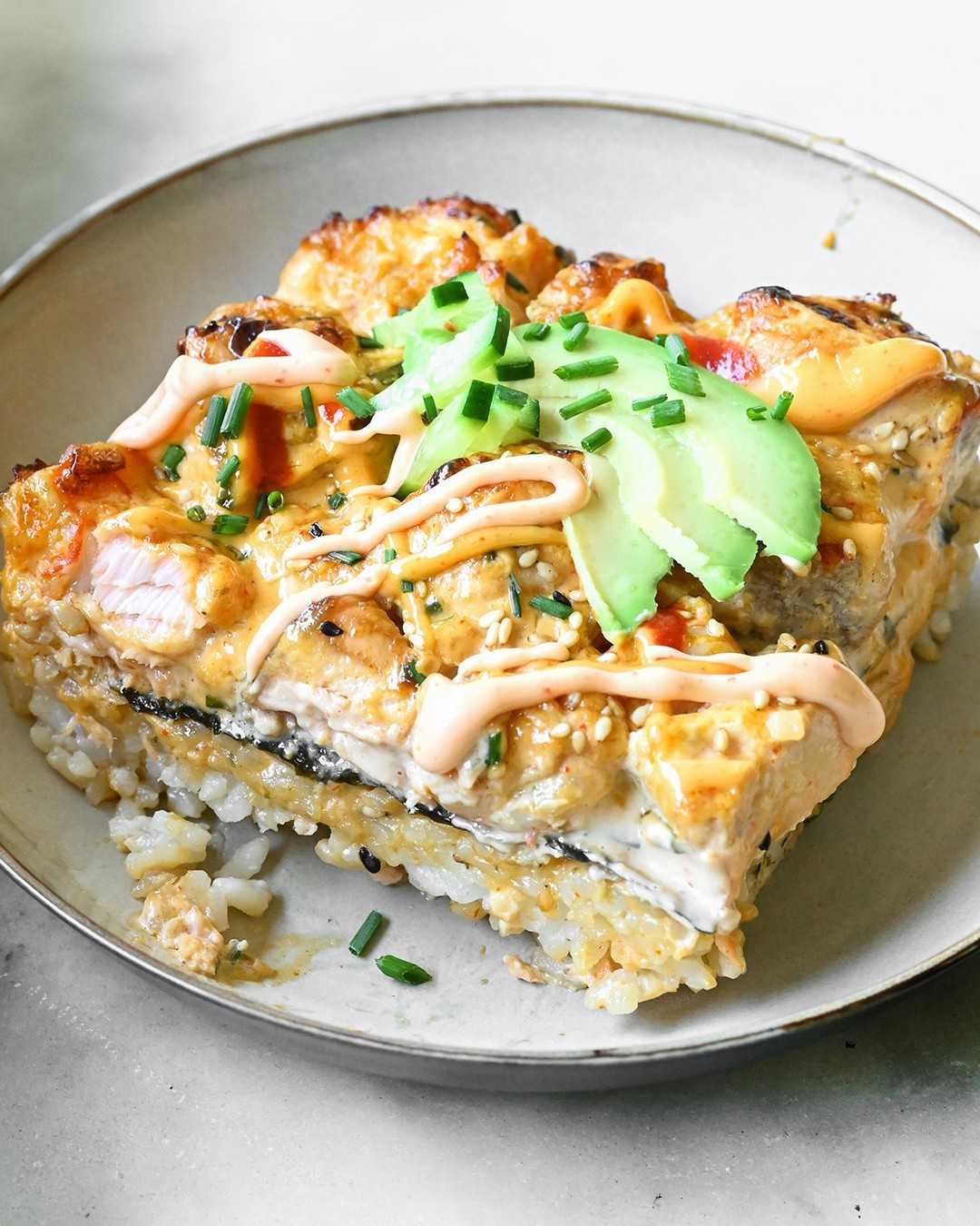 salmon sushi bake